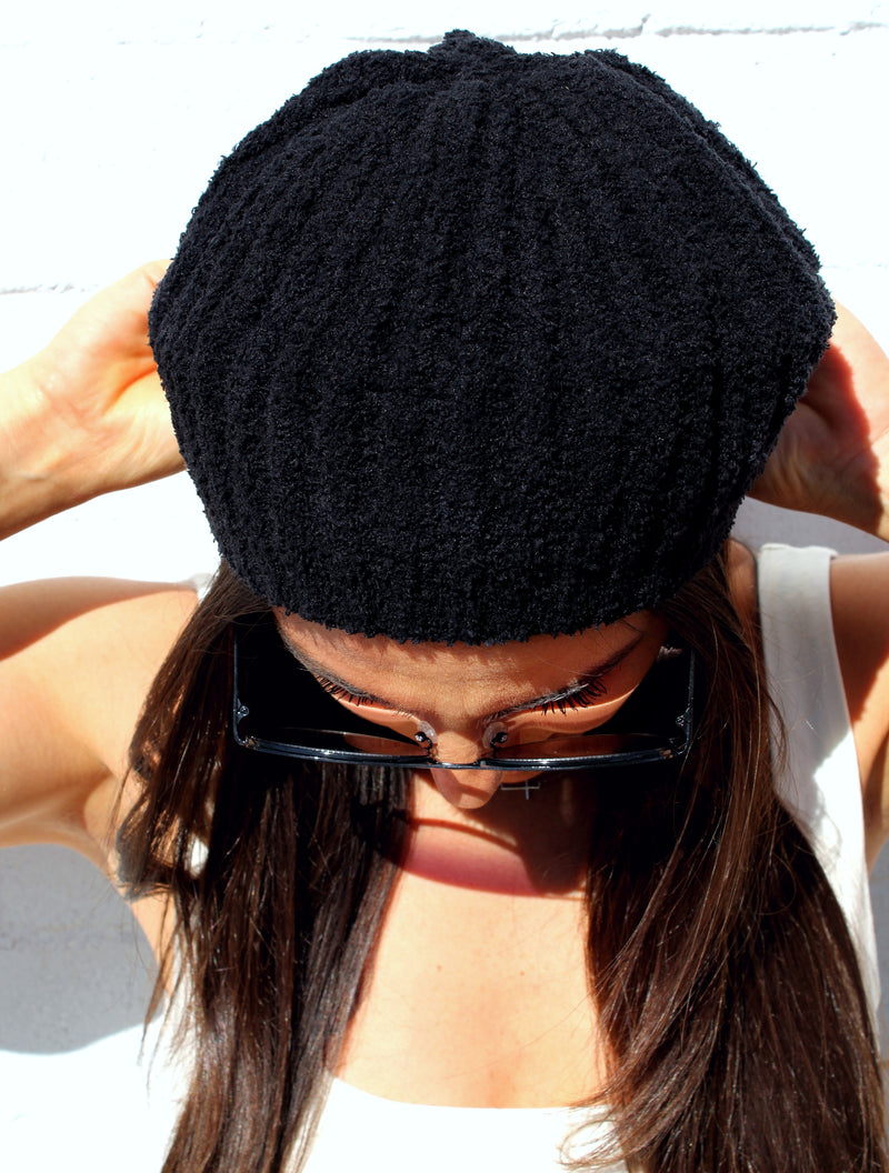 Black Knit Beret